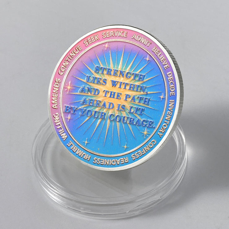 Personalize Purple Shell Pearl Sobriety Coins