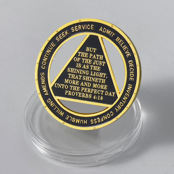 Personalized Hollowed-Out Iridescent Glass Rainbow Sobriety Coin