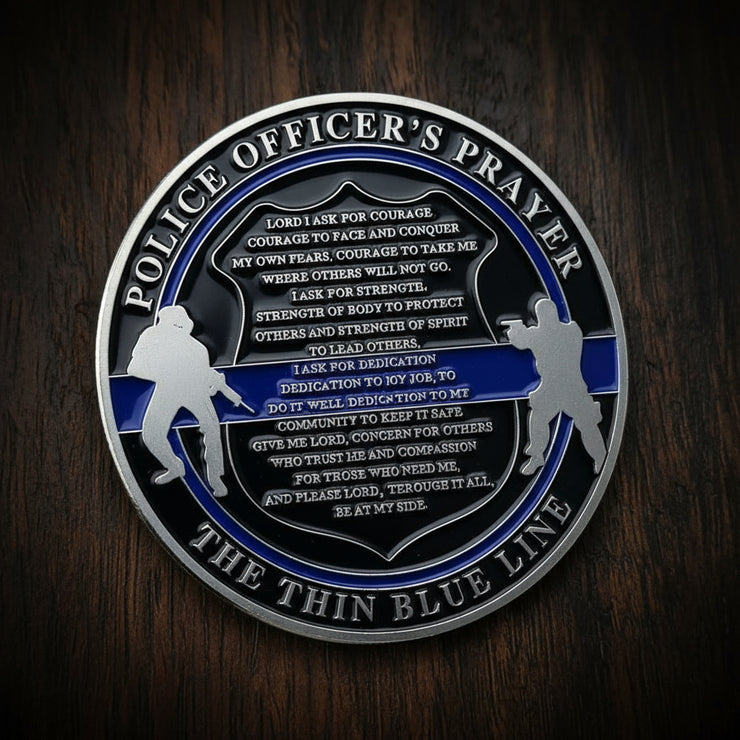 Guardian Angel Police Prayer Challenge Coin Sliver Religious Gift Coin