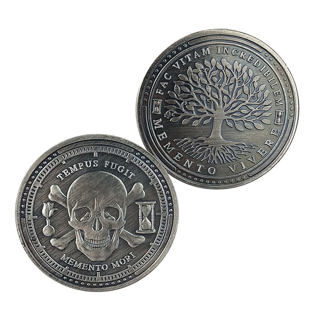 Hourglass Skull Memento Mori Memento Vivere EDC Reminder Coin