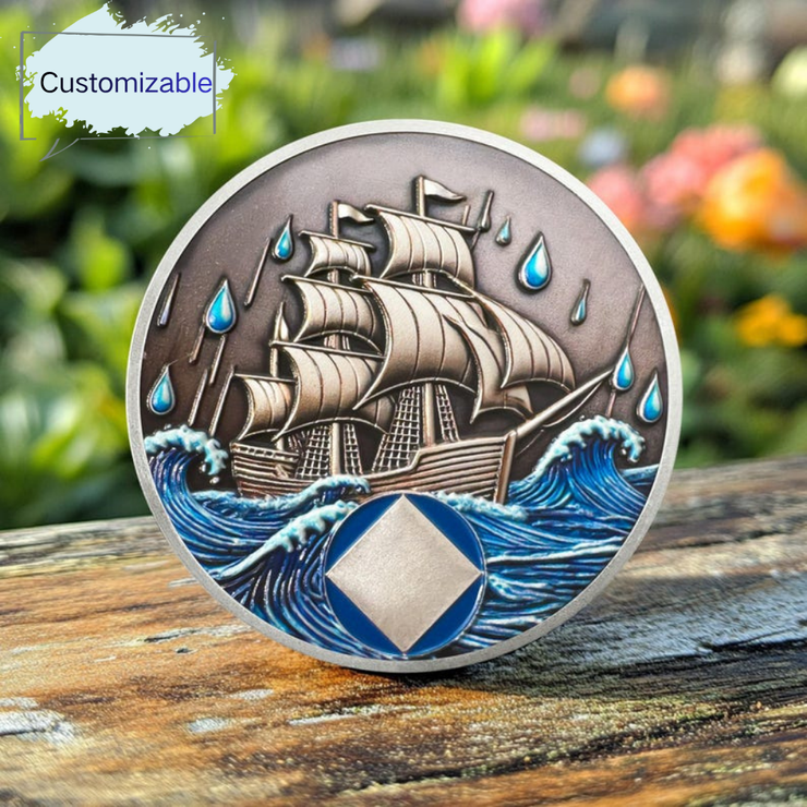 Personalized Addiction Recovery Braving The Storm Sobriety Coin