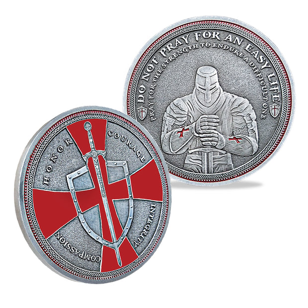 5 Pcs Knight Templar Crusader Life Creed Token Challenge Coin Gift Set