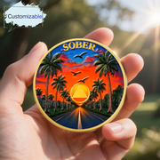 Personalized Sunset Road Sobriety Coin