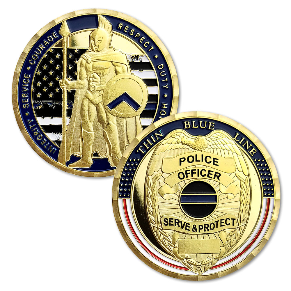 5 Pcs Thin Blue Line Police Challenge Coin Gift Set