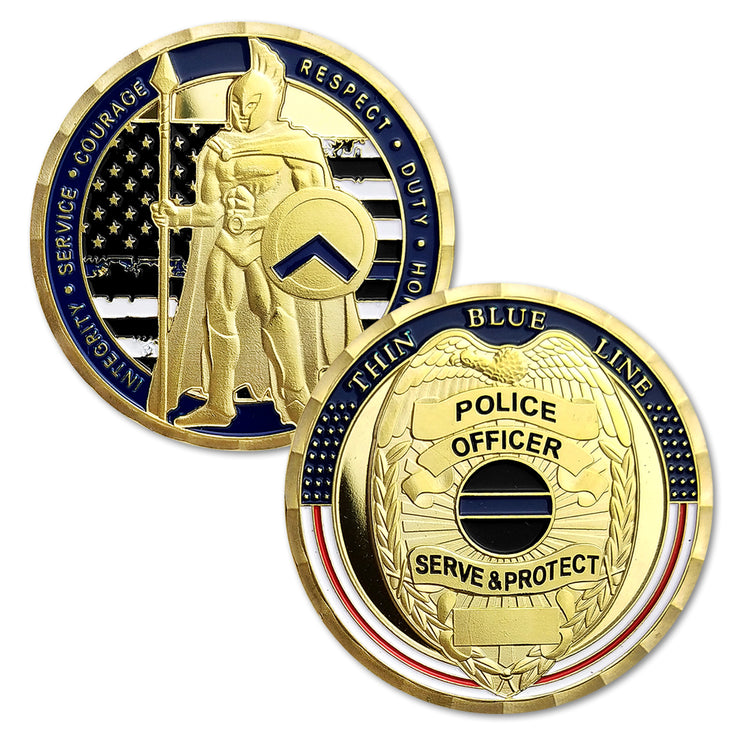 5 Pcs Thin Blue Line Police Challenge Coin Gift Set