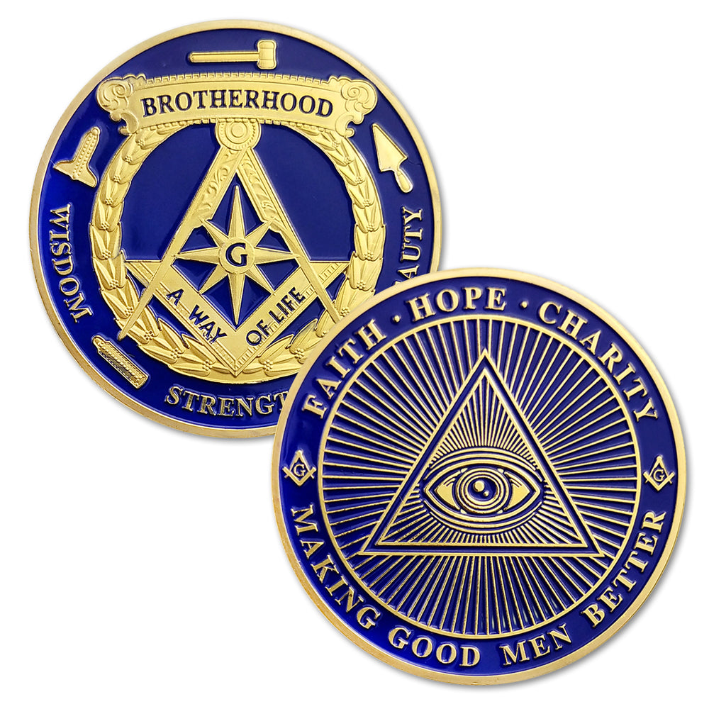 Freemasonry Brotherhood Gold Masonic Challenge Coin