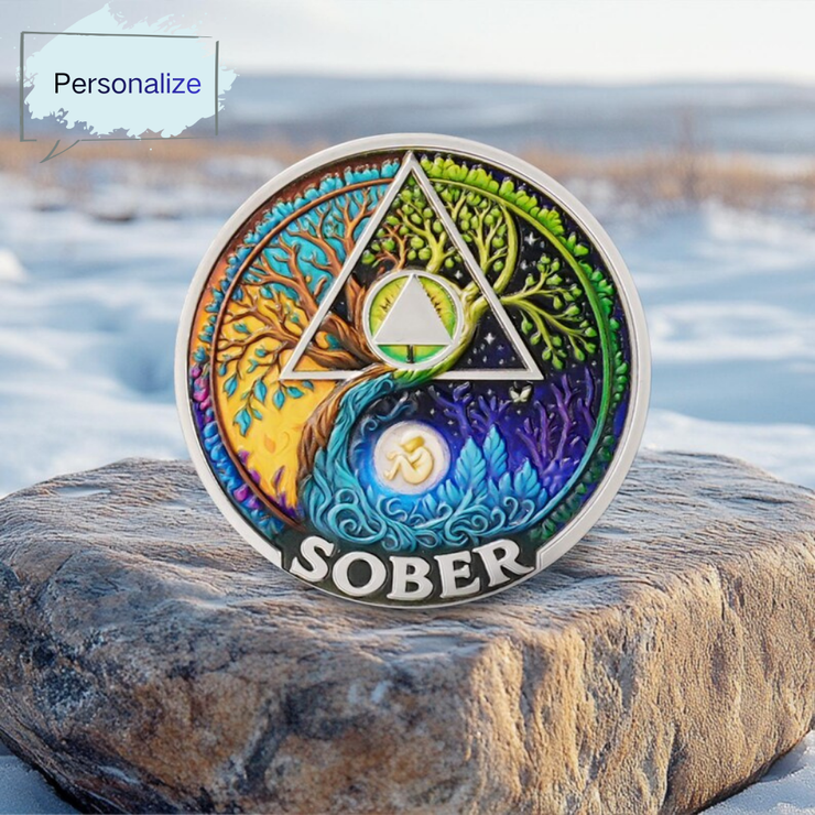 Personalized Day-night Cycle Customizable Strength and Growth Sobriety Coin