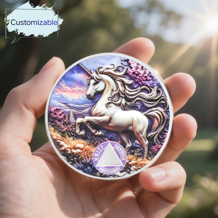 Personalized Pure Unicorn Religious Sobriety Coin