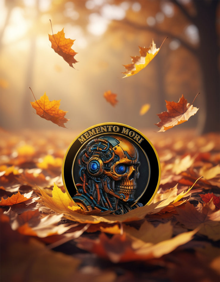Memento Mori & Tempus Futuristic Mechanical Skull Coin