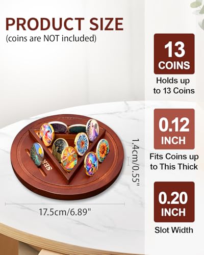 Solid Wood AA Coin Holder Display Holds 13 Coins