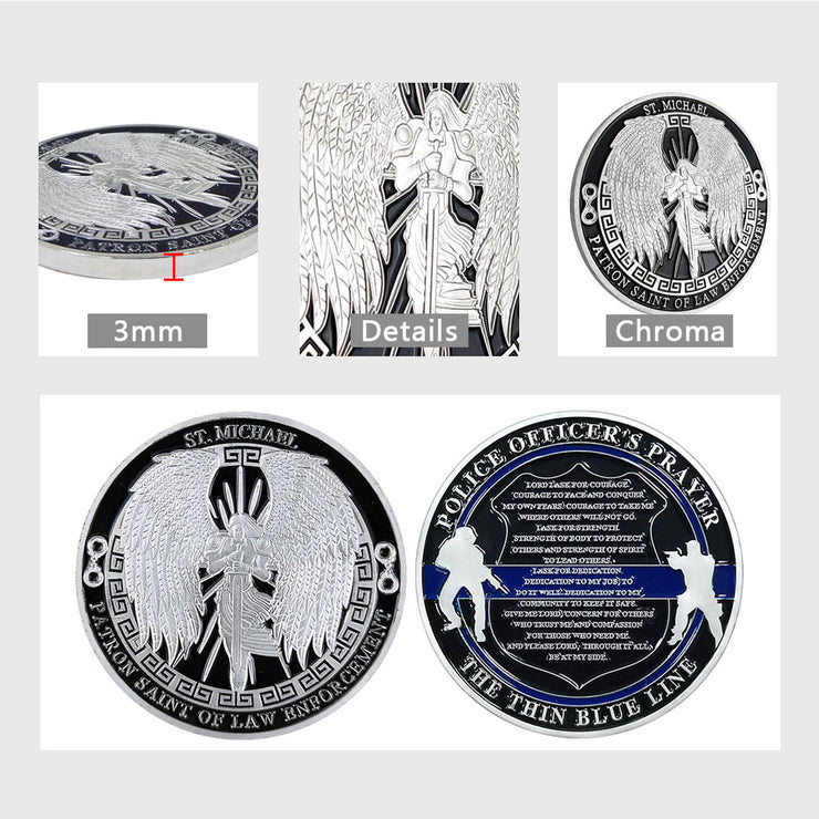Guardian Angel Police Prayer Challenge Coin Sliver Religious Gift Coin