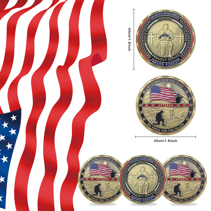 5 Pcs Veterans Military Challenge Coin Retirement Gift Coin Set