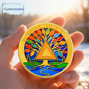 Personalized Stained Glass Tree of Life Sobriety Coin