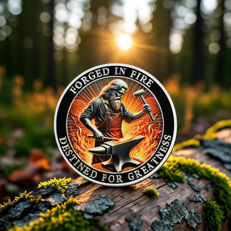 Blacksmith Hammering Forged in Fire Soberity Challenge Coin