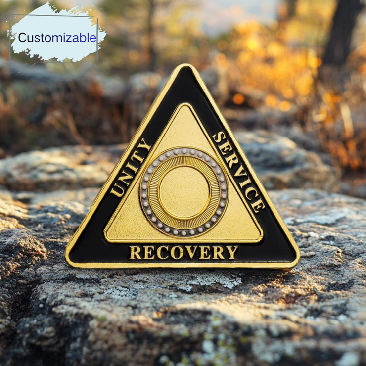 Personalized Triangle Glimmer Amber Dream Sobriety Coin