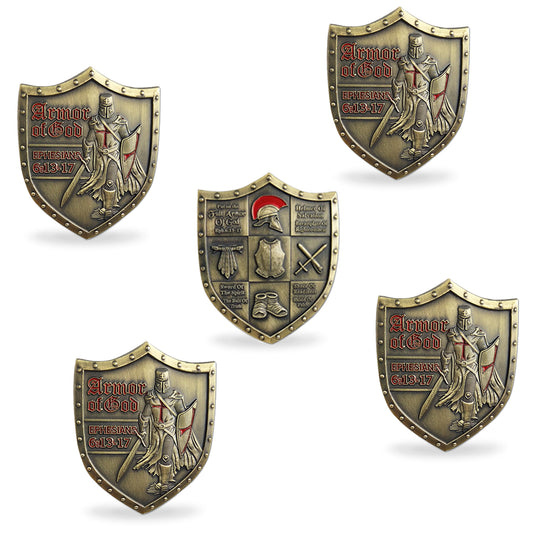 5 Pcs Armor of God Military Challenge Coin Gift Set