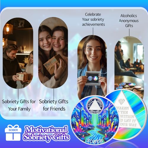 Personalized Colorful Crystal River Sobriety Coin