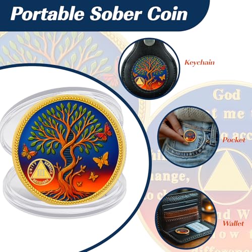 Pesonalized Tree of Life & Butterflies Sobriety Coin