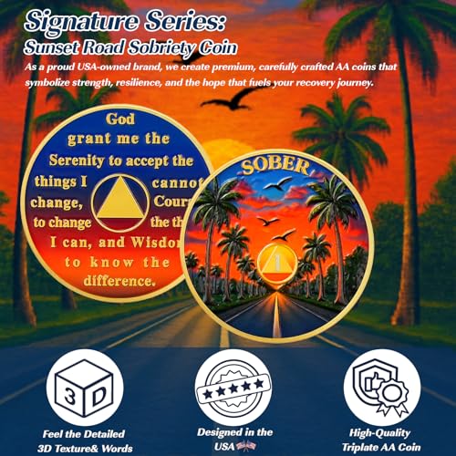 Personalized Sunset Road Sobriety Coin