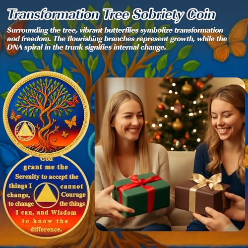 Pesonalized Tree of Life & Butterflies Sobriety Coin