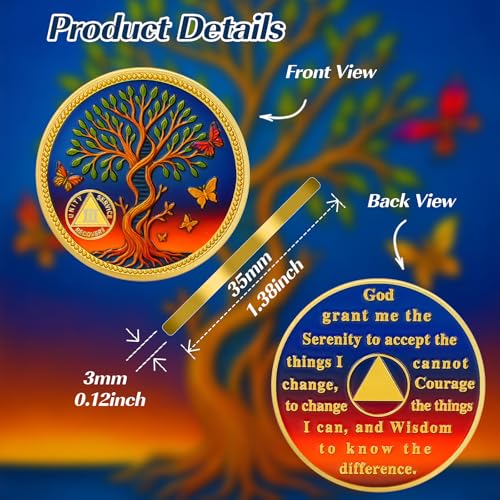 Pesonalized Tree of Life & Butterflies Sobriety Coin