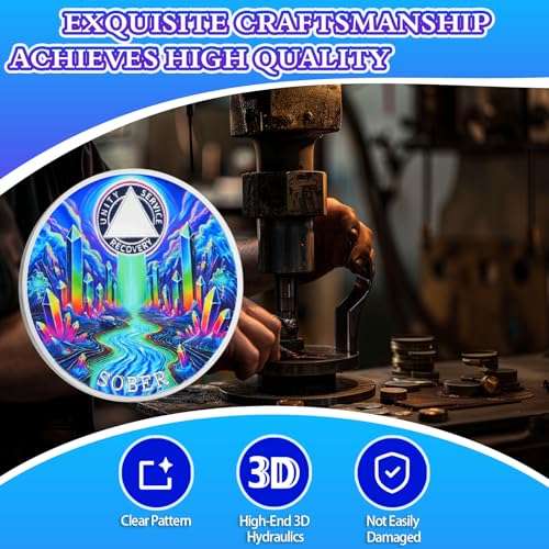 Personalized Colorful Crystal River Sobriety Coin