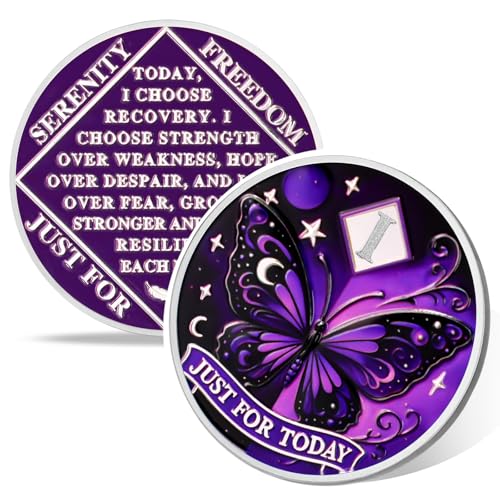 Customized Moonlight Butterfly Sobriety Coin