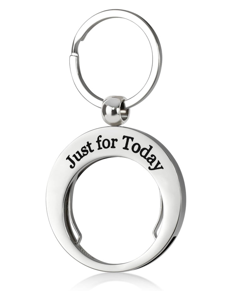 Just for Today Stainless Steels Coin Holder Keychain