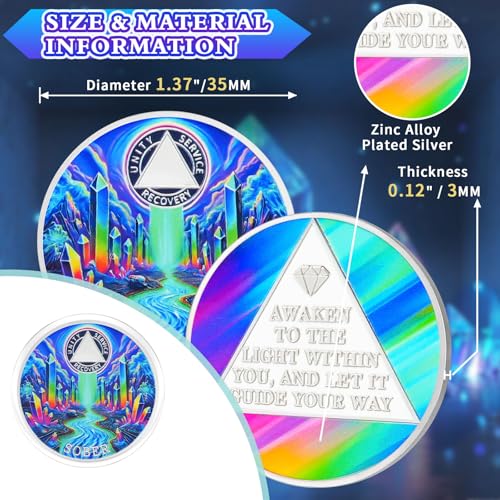 Personalized Colorful Crystal River Sobriety Coin