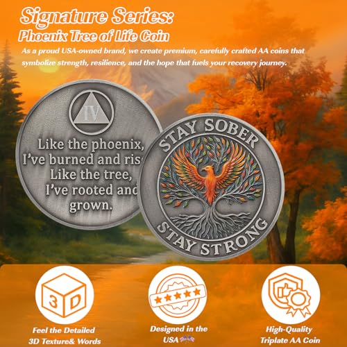 Personalized Phoenix Tree of Life Sobriety Coin