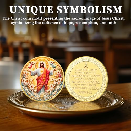 Light of Life Jesus Sacred Heart John 8:12 Bible Challenge Coin