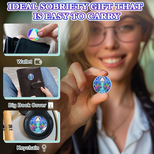 Personalized Colorful Crystal River Sobriety Coin