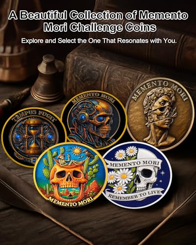 Memento Mori Coin Blooming Daisy Skull Challenge Coins