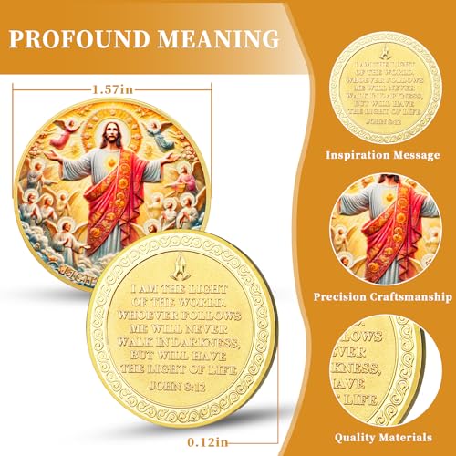 Light of Life Jesus Sacred Heart John 8:12 Bible Challenge Coin