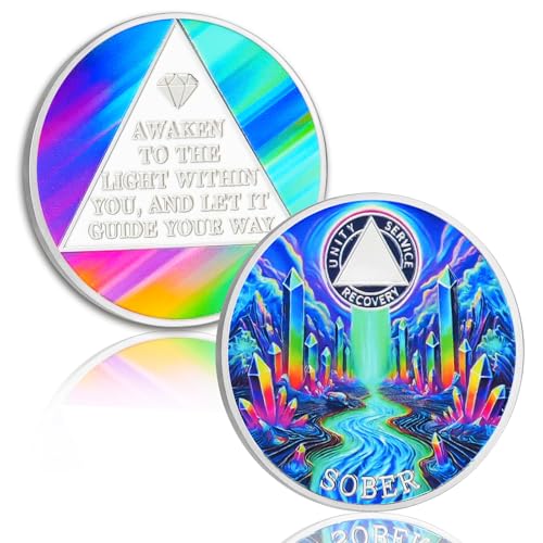 Personalized Colorful Crystal River Sobriety Coin