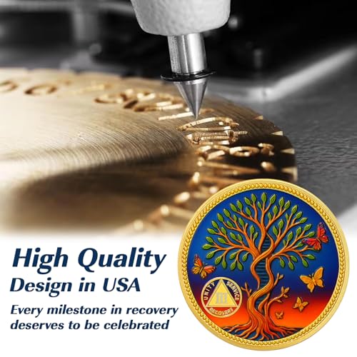 Pesonalized Tree of Life & Butterflies Sobriety Coin