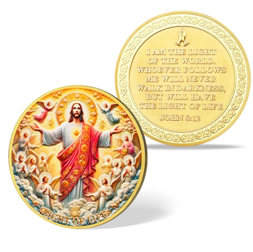 Light of Life Jesus Sacred Heart John 8:12 Bible Challenge Coin
