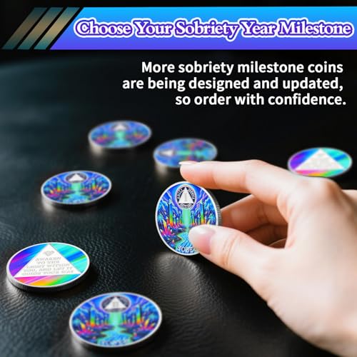 Personalized Colorful Crystal River Sobriety Coin