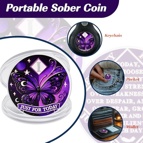 Customized Moonlight Butterfly Sobriety Coin