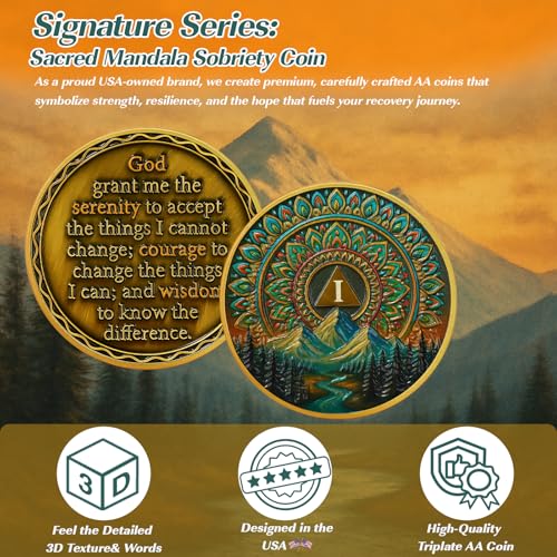 Personalized Sacred Mandala  Sobriety Coin