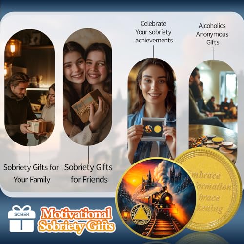 Personalized Embracing Transformation and Awakening Steam Train Sobriety Coin