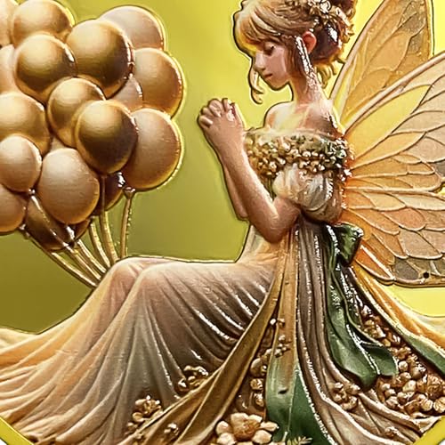 Antique Gold Fairy Angel Happy Birthday Coin