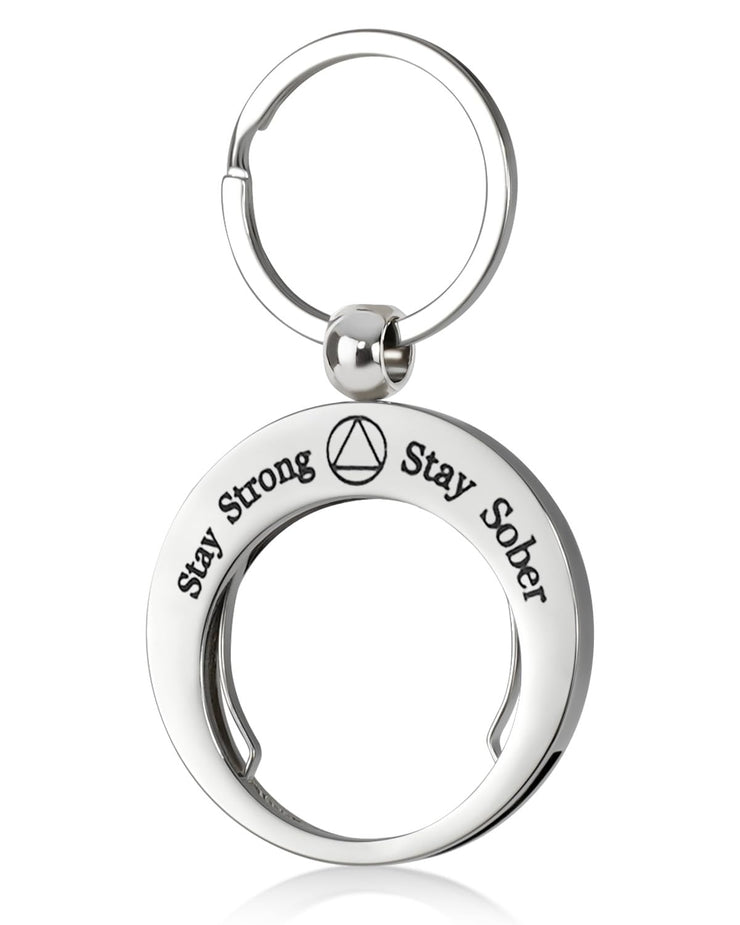 Stay Strong Stay Sober Stainless Coin Holder Keychain