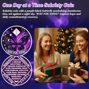 Customized Moonlight Butterfly Sobriety Coin