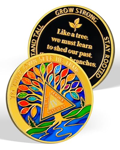 Personalized Stained Glass Tree of Life Sobriety Coin
