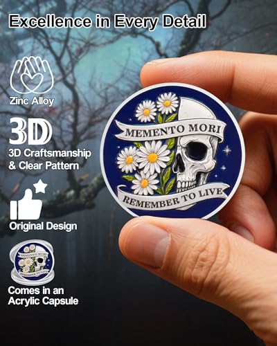 Memento Mori Coin Blooming Daisy Skull Challenge Coins