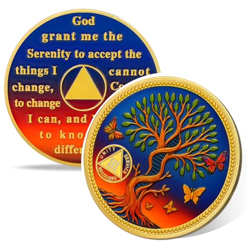 Pesonalized Tree of Life & Butterflies Sobriety Coin