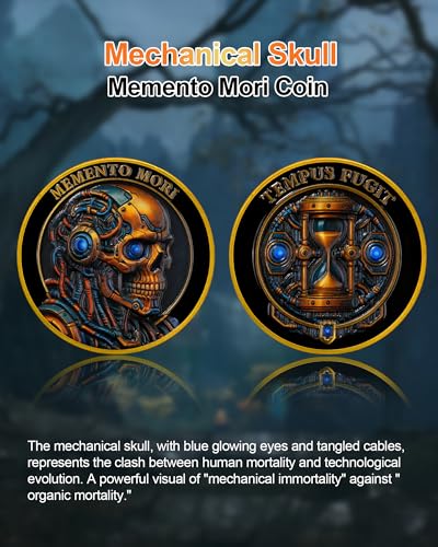 Memento Mori & Tempus Futuristic Mechanical Skull Coin