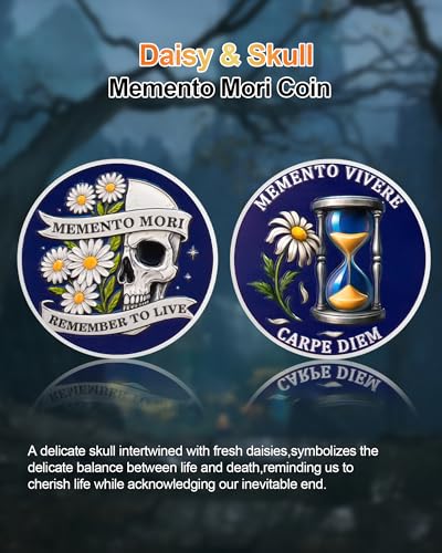 Memento Mori Coin Blooming Daisy Skull Challenge Coins