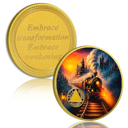 Personalized Embracing Transformation and Awakening Steam Train Sobriety Coin